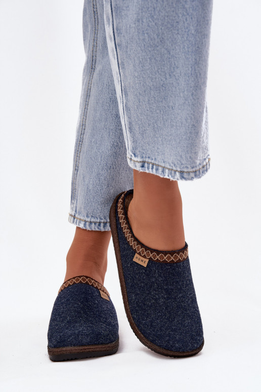 Šlepetės MoteriškassuHaftem Inblu NL000009 tamsiai mėlynos spalvos