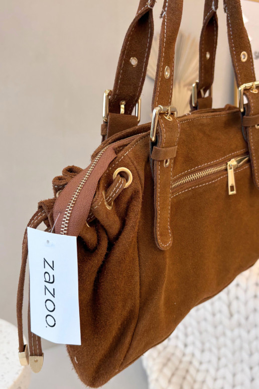 Skórzana iš zomšosoĮa Rankinė rudos spalvos Ovelia