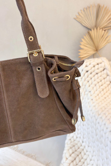 Skórzana iš zomšosoĮa Rankinė dramblio kaulo spalvos Ilienne 2