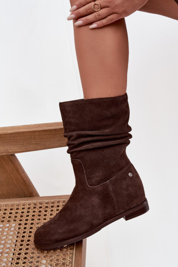 Oda Zomšiniai batai Moteriškas Su raukiniais pašiltinti Tai turiciejka K7211-02 CzekoladoĮe