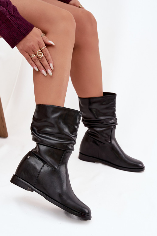 Oda Moteriški aulinukai Su raukiniais pašiltinti Tai turiciejka K7211-01 juodos spalvos Oda Moteriški aulinukai Su raukiniais pašiltinti Tai turiciejka K7211-01 juodos spalvos