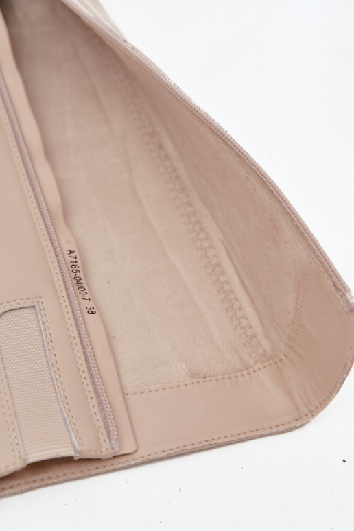 Oda pašiltinti moteriški ilgaauliai batai su kulniukais Tai turiciejka A7165-04 smėlio spalvos