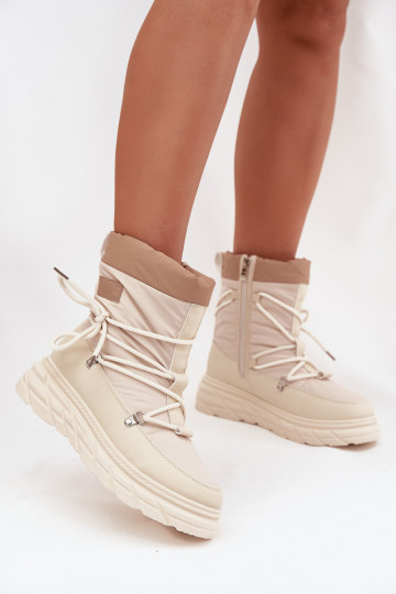 Moteriški Lee Cooper LCJ-25-44-3931 smėlio spalvos sniego batai su aulu 2