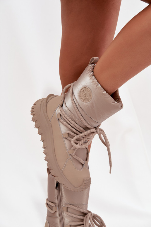 Oda sniego batai su platforma Lee Cooper LCJ-25-12-3663 smėlio spalvos-aukso spalvos Oda sniego batai su platforma Lee Cooper LCJ-25-12-3663 smėlio spalvos-aukso spalvos