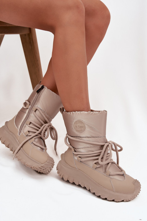 Oda sniego batai su platforma Lee Cooper LCJ-25-12-3663 smėlio spalvos-aukso spalvos Oda sniego batai su platforma Lee Cooper LCJ-25-12-3663 smėlio spalvos-aukso spalvos