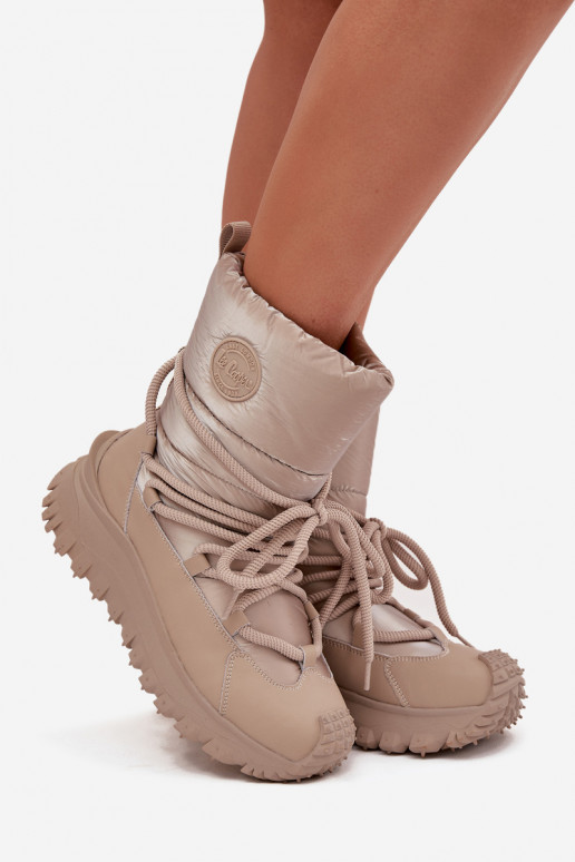Oda sniego batai su platforma Lee Cooper LCJ-25-12-3663 smėlio spalvos-aukso spalvos Oda sniego batai su platforma Lee Cooper LCJ-25-12-3663 smėlio spalvos-aukso spalvos