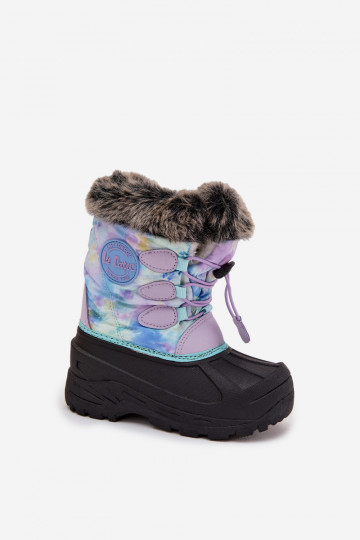 Vaikiški Lee Cooper LCJ-25-10-3778 violetinės spalvos sniego batai su kailiuku ir gumelėmis