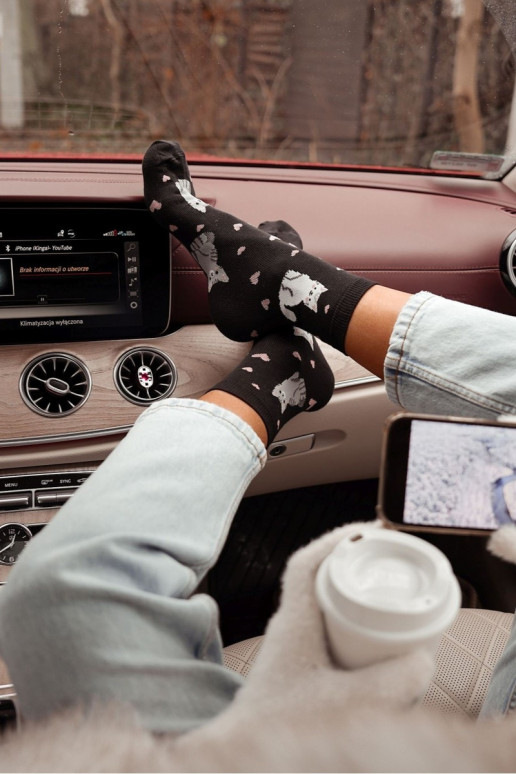 Kojinės Moteriškas Katės I su širdelėmis juodos spalvos