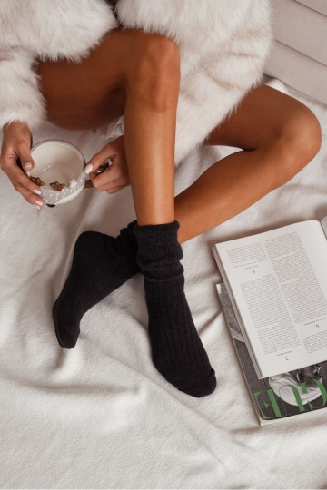 Kojinės Moteriškas INełniane Alpaka juodos spalvos