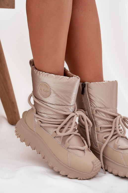 Oda sniego batai su platforma Lee Cooper LCJ-25-12-3663 smėlio spalvos-aukso spalvos