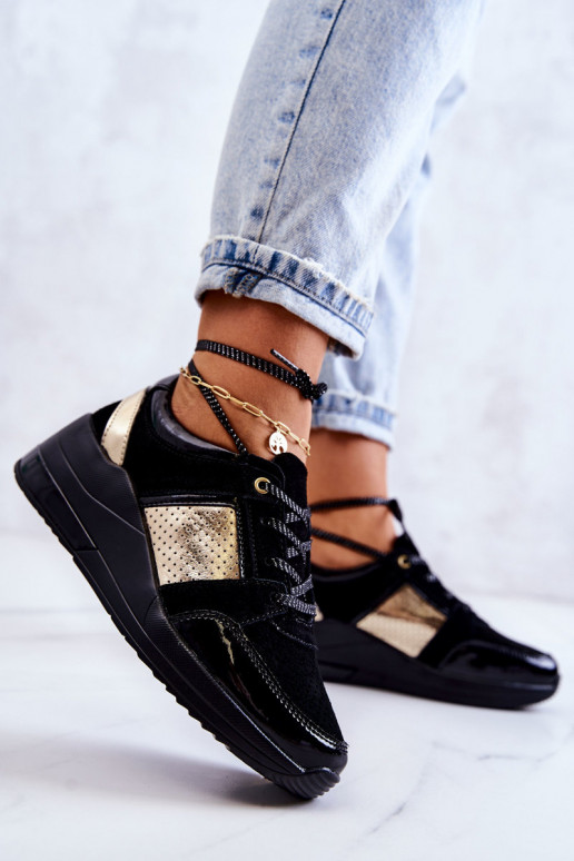 Moteriškas iš zomšos sportiniai bateliai Ant platformos juodos spalvos Larson