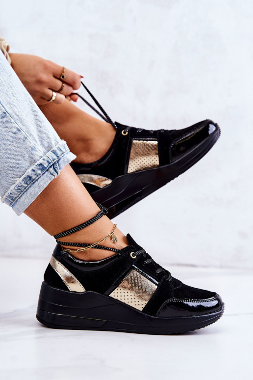 Moteriškas iš zomšos sportiniai bateliai Ant platformos juodos spalvos Larson