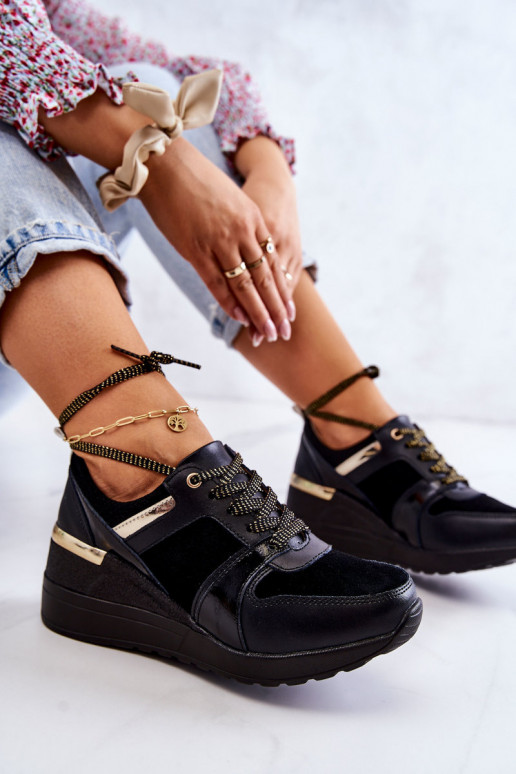 Moteriškas iš zomšos sportiniai bateliai Ant platformos juodos spalvos Larson