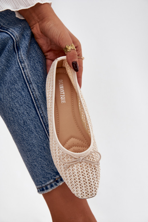 Balerinos Su Braid I Kokardką dramblio kaulo spalvos Belirra