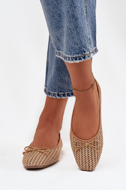 Balerinos Su Braid I Kokardką rudos spalvos Belirra