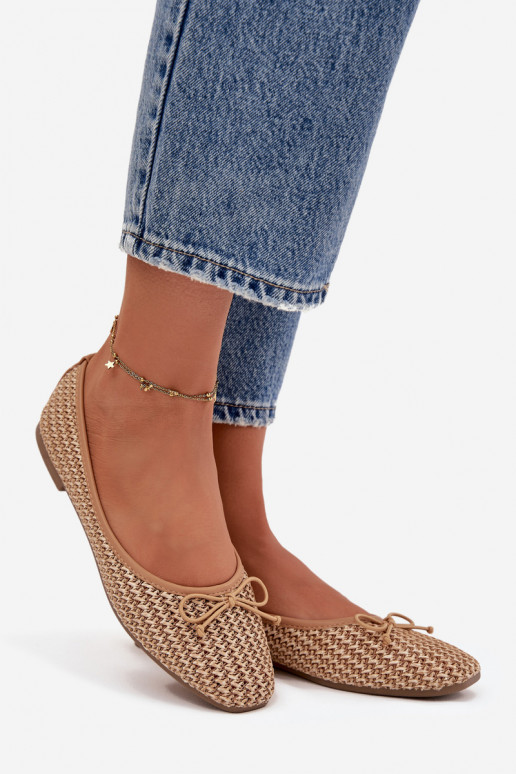 Balerinos Su Braid I Kokardką rudos spalvos Belirra