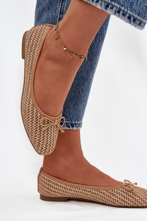 Balerinos Su Braid I Kokardką rudos spalvos Belirra