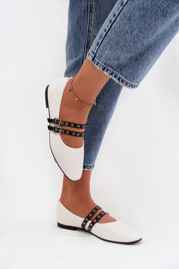 Balerinos Moteriškas su juostelėmis baltos spalvos Deliora