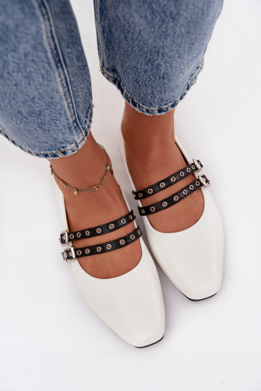 Balerinos Moteriškas su juostelėmis baltos spalvos Deliora