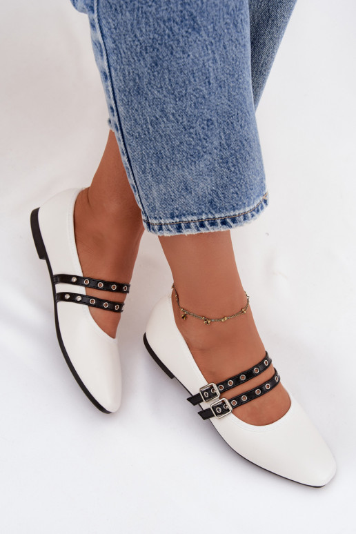 Balerinos Moteriškas su juostelėmis baltos spalvos Deliora