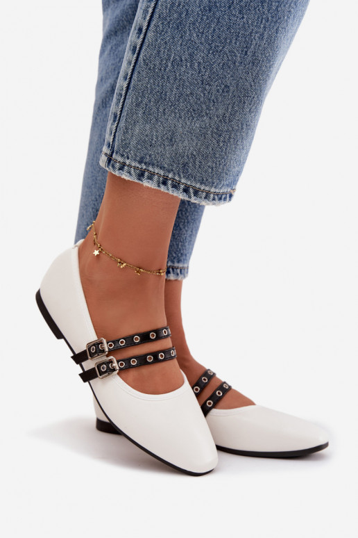 Balerinos Moteriškas su juostelėmis baltos spalvos Deliora