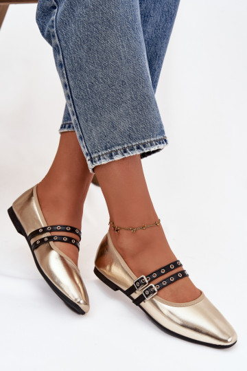 Balerinos Moteriškas su juostelėmis aukso spalvos Deliora