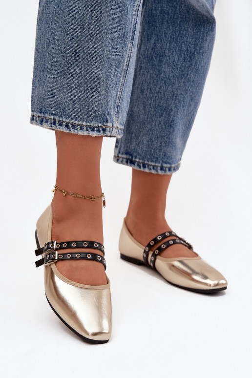 Balerinos Moteriškas su juostelėmis aukso spalvos Deliora