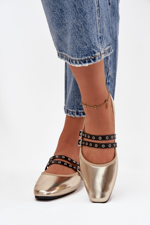 Balerinos Moteriškas su juostelėmis aukso spalvos Deliora