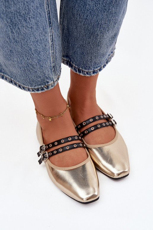 Balerinos Moteriškas su juostelėmis aukso spalvos Deliora