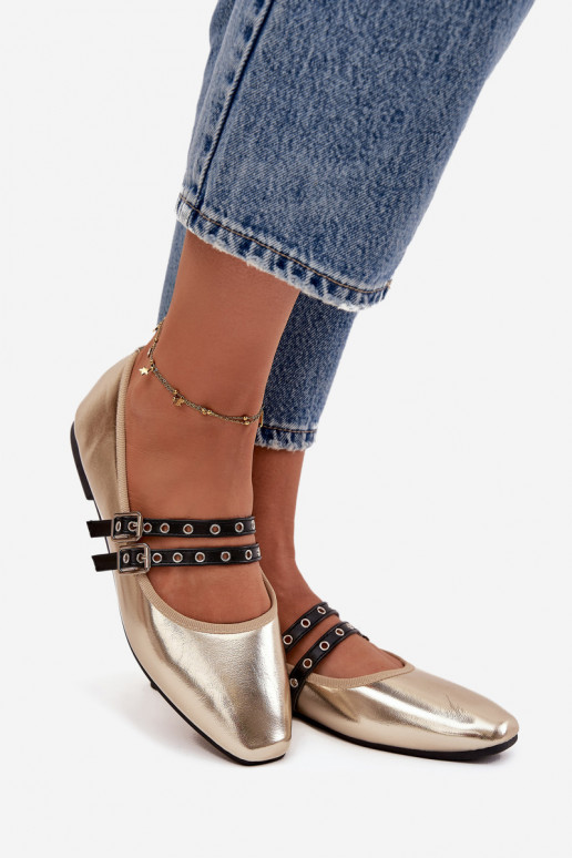 Balerinos Moteriškas su juostelėmis aukso spalvos Deliora