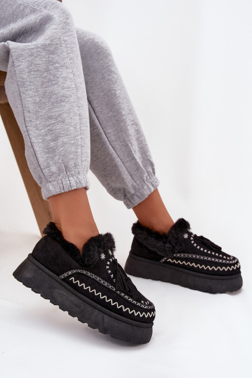 sniego batai Moteriškas su platforma su kailiuku Ir Fringes juodos spalvos Ferayne