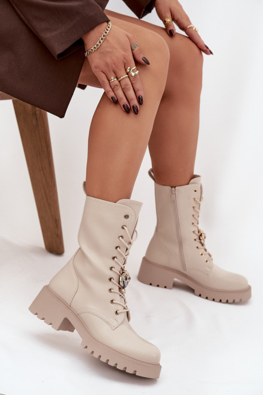 Darbiniai kulkšnies batai Moteriškas su ornamentais smėlio spalvos Jorayne