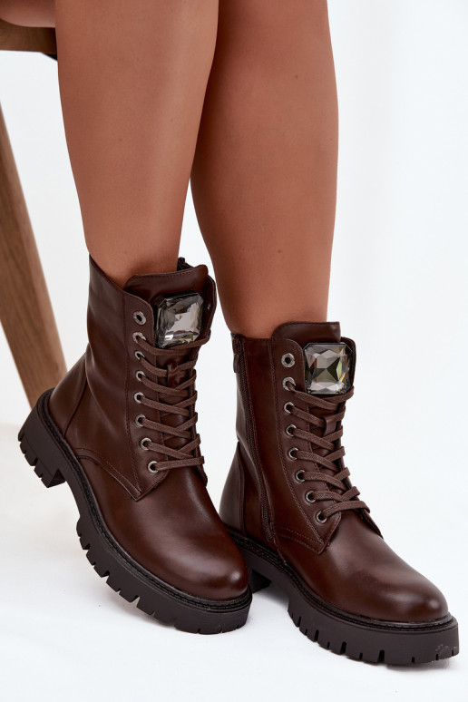 Darbiniai kulkšnies batai MoteriškassuOzdoba Eko Oda CzekoladoĮe Karessa