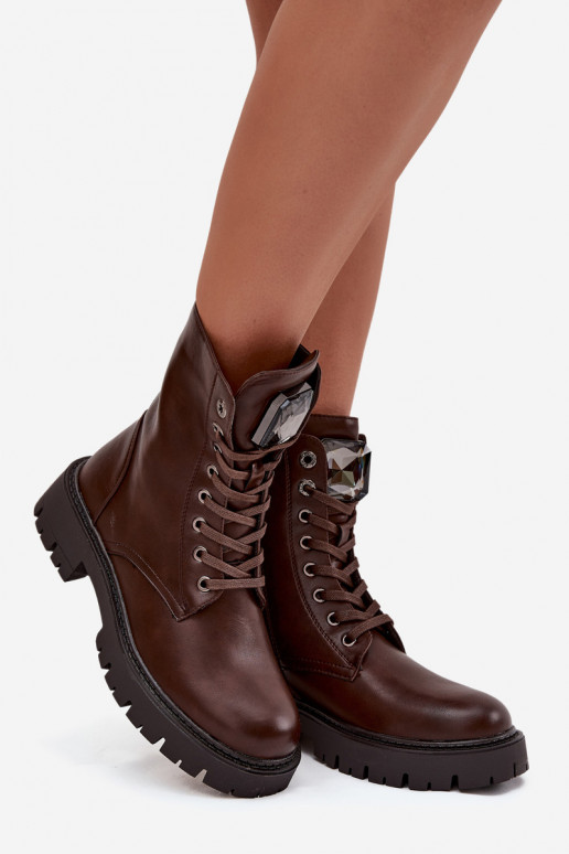 Darbiniai kulkšnies batai MoteriškassuOzdoba Eko Oda CzekoladoĮe Karessa