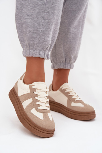 Sneakers modelio batai Moteriškas su platforma smėlio spalvos Dovina 2