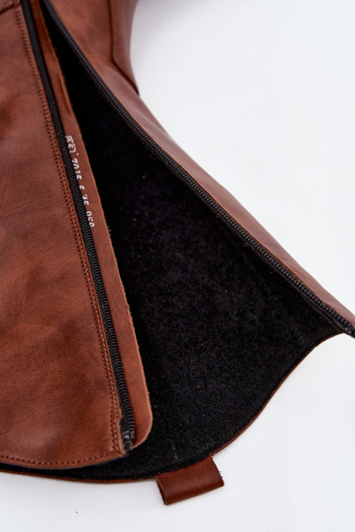 Oda ilgaauliai batai kaubojiško stiliaus su kulniukais pašiltinti Zazoo 70155 rudos spalvos