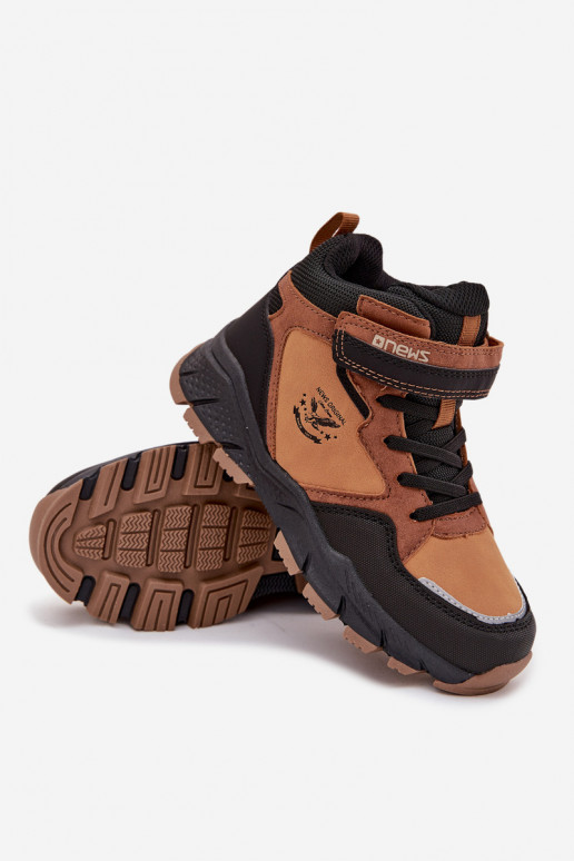žieminiai batai Trekas Vaikiški su lipniais užsegimais pašiltinti rudos spalvos Miravie