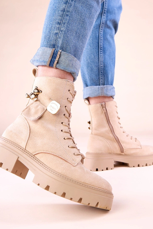 Smėlinės moteriškos traperės su...