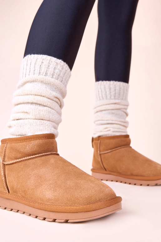 Rudi šilti sniego batai iš natūralios...