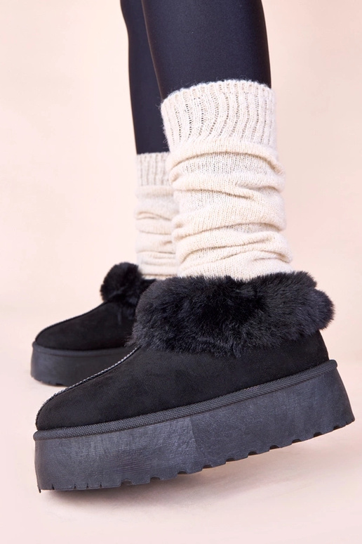 Juodi sniego batai su kailiu Deesi