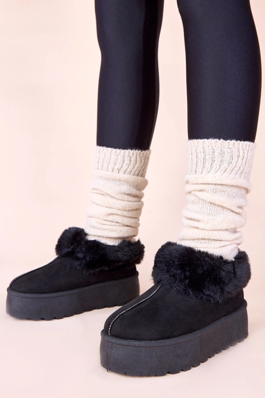 Juodi sniego batai su kailiu Deesi