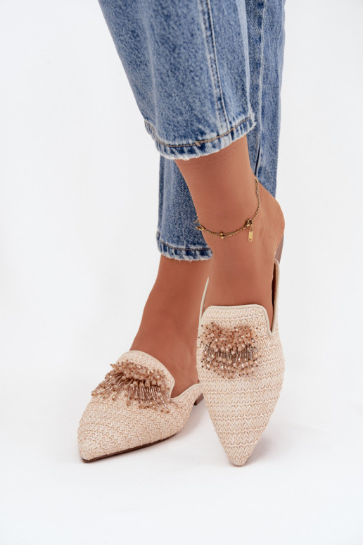 Moteriškos šlepetės su ornamentais smėlio spalvos Katrine