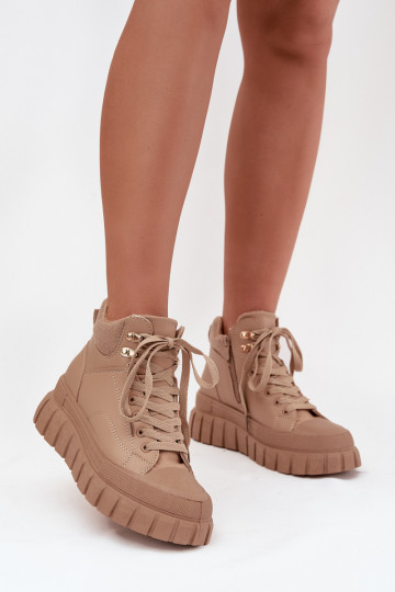 Moteriškas pašiltinti Aulinukai batai su platforma rudos spalvos Carenna 2