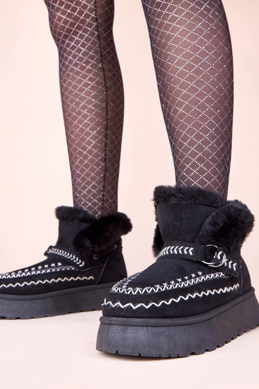 Juodi sniego batai su dekoratyvia...