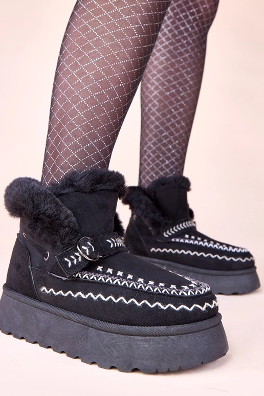 Juodi sniego batai su dekoratyvia...