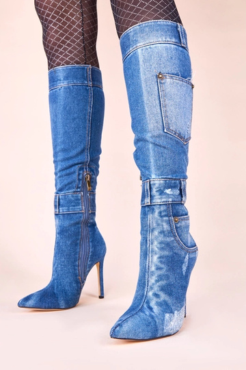 Džinsiniai ilgaauliai batai...