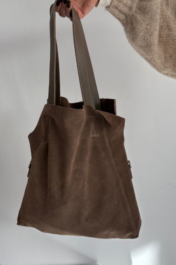 iš zomšosoĮa Rankinė Pirkėjas Tamsussmėlio spalvos Miraya