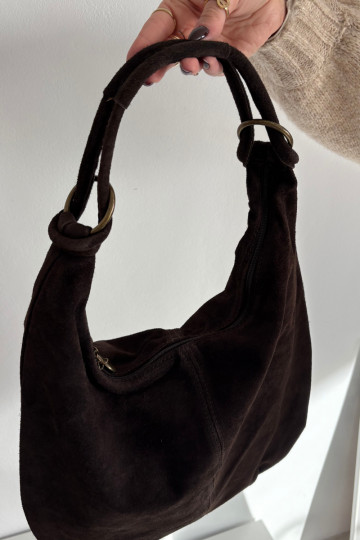 Šokoladinė dirbtinės zamšos rankinė Floriah