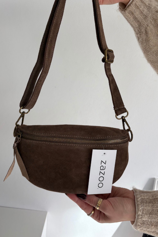 Skórzana iš zomšosoĮa Rankinė ant liemens CzekoladoĮa INessa