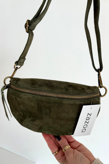 Skórzana iš zomšosoĮa Rankinė ant liemens žalia INessa